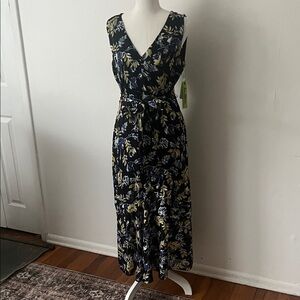 Sam Edelman Navy Floral V-Neck Maxi Dress